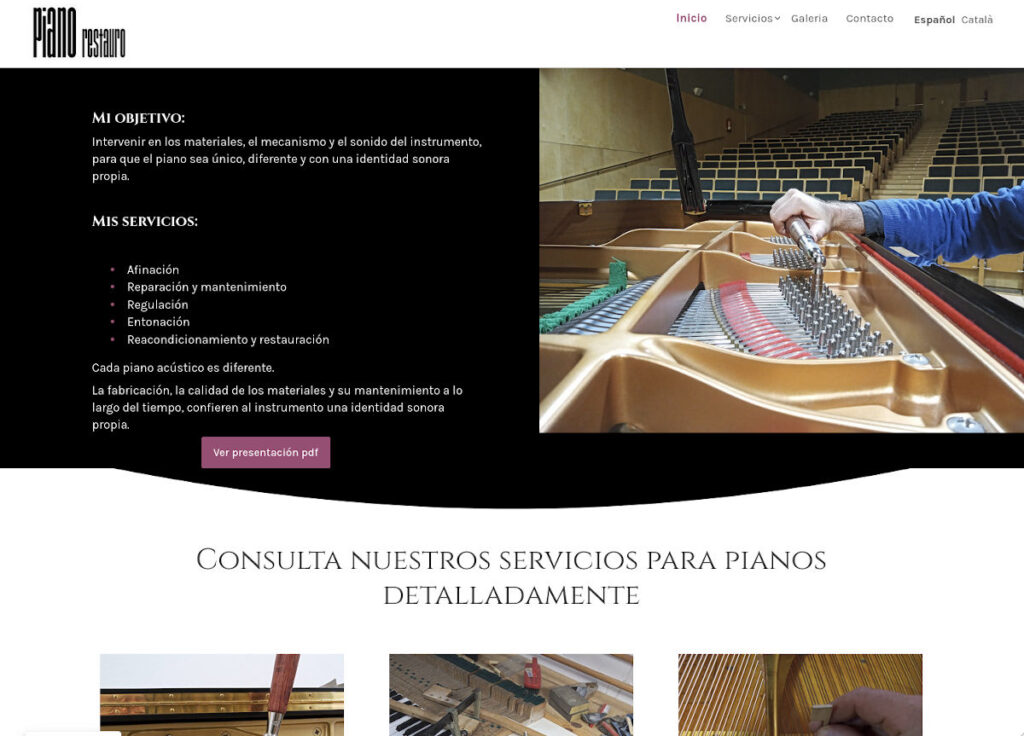 web corporativa music afinador reparador pianos internacional